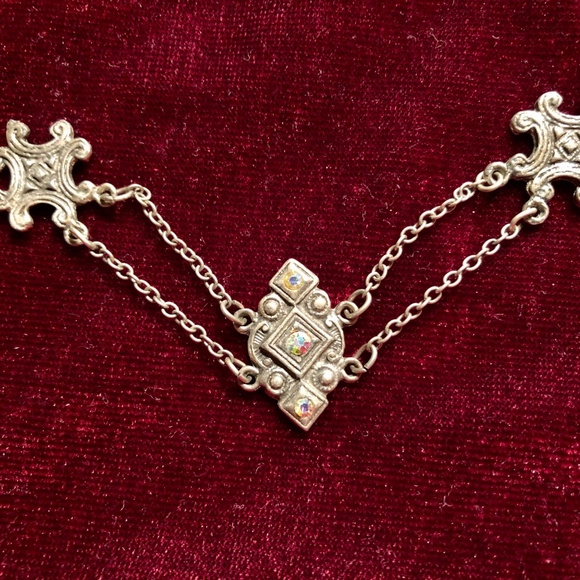 Gothic Victorian Vintage Silver Pendant Choker - Picture 1 of 2